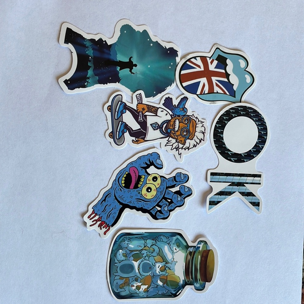 Blue them 5 stickers , new
